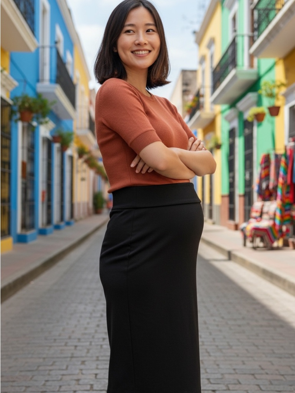 Classic Maternity Black Pencil Skirt - Women's